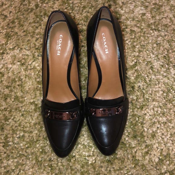 Coach Black Garden Platform Heels SZ 9 - Picture 5 of 10